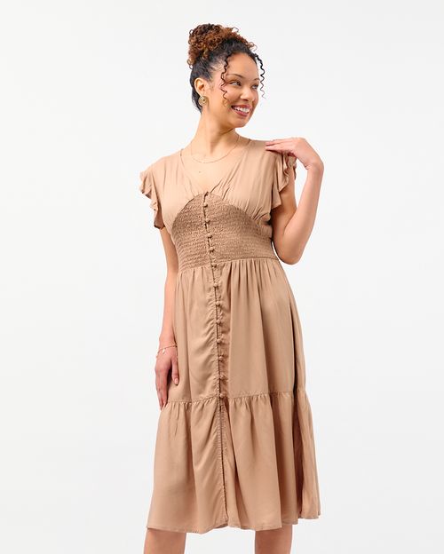 Vestido Mujer Leonor Solid Beige Oscuro
