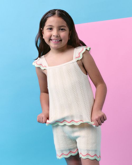 Top Niña Amelia Crema Pastel