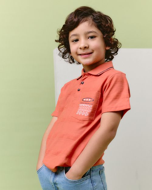 Polo Cuello Camisa Niño Donato Naranja Ocre