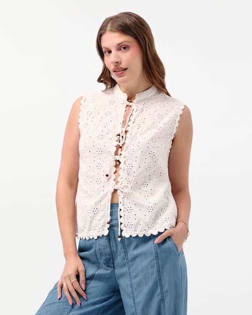 Chaleco Mujer Carmen Crema Pastel