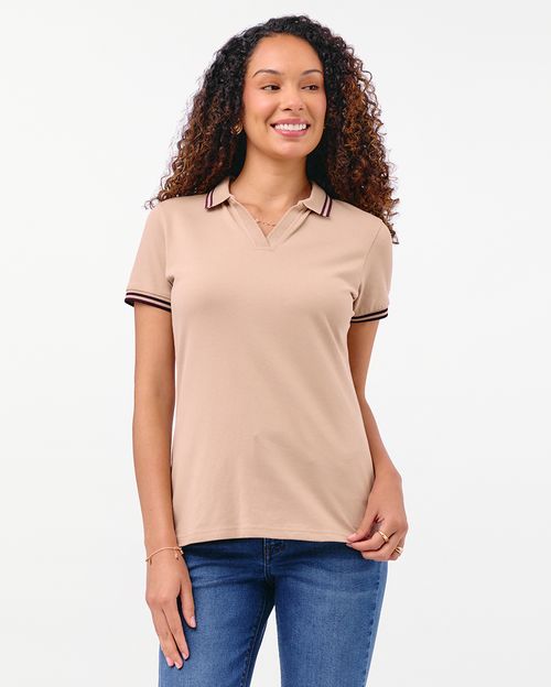 Polo Cuello Camisa Mujer Marena Beige Arena