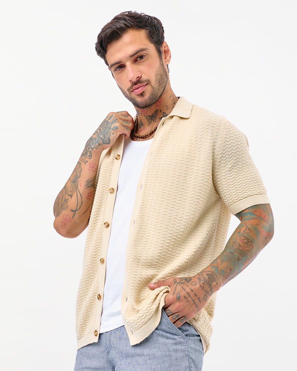 Camisa-Hombre-Maicol-Beige-Crema-M