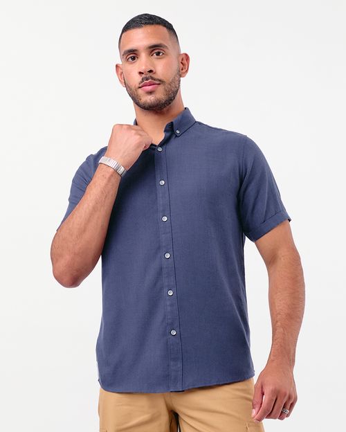 Camisa Hombre Yañez Azul Nautico Seda