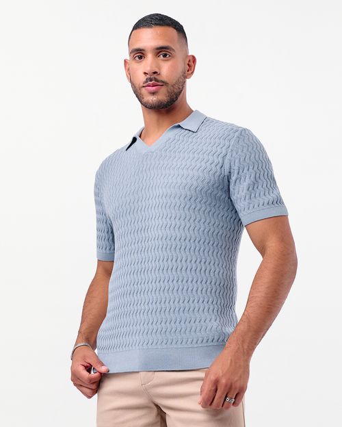 Polo Cuello Camisa Hombre Saenz Celeste Indigo