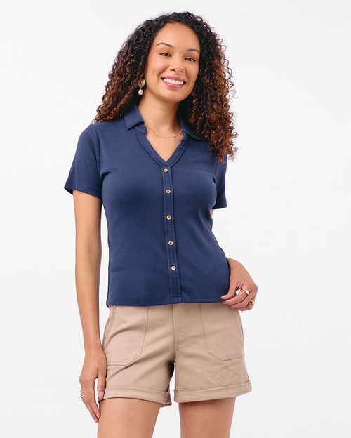 Polo Cuello Camisa Mujer Supriya Azul Náutico