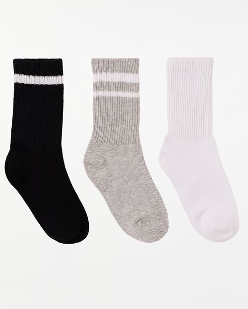 Calcetines Medias Pack De 3 Unidades Unisex Riley Negro/gris/blanco