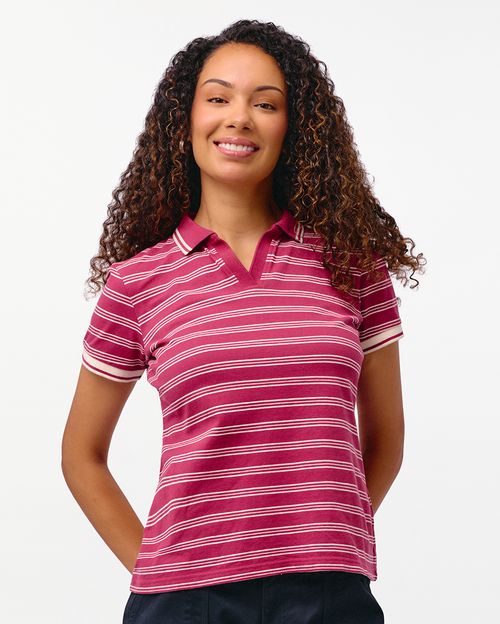 Polo Cuello Camisa Mujer Rose Malva Uva