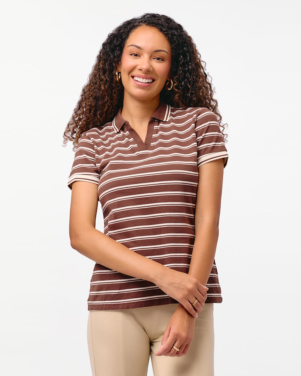 Polo-Cuello-Camisa-Mujer-Rose-Marron-Chocolate-S