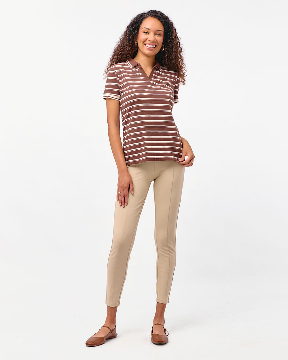 Polo-Cuello-Camisa-Mujer-Rose-Marron-Chocolate-S