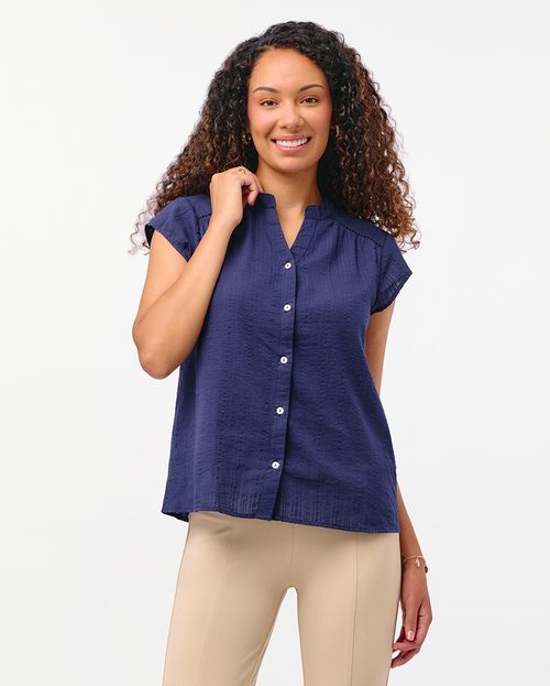 Blusa Mujer Cata Solido Azul Náutico
