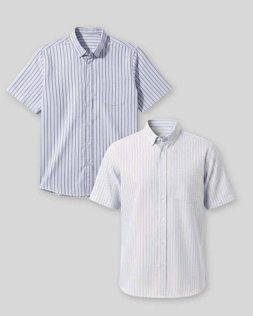 Pack de 2 camisas Rubén Celeste artico / Gris cemento