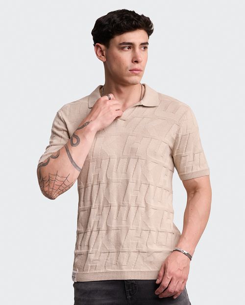 Polo Cuello Camisa Hombre Leonard Beige Botanico