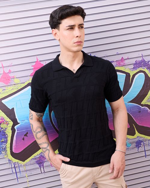Polo Cuello Camisa Hombre Leonard Negro