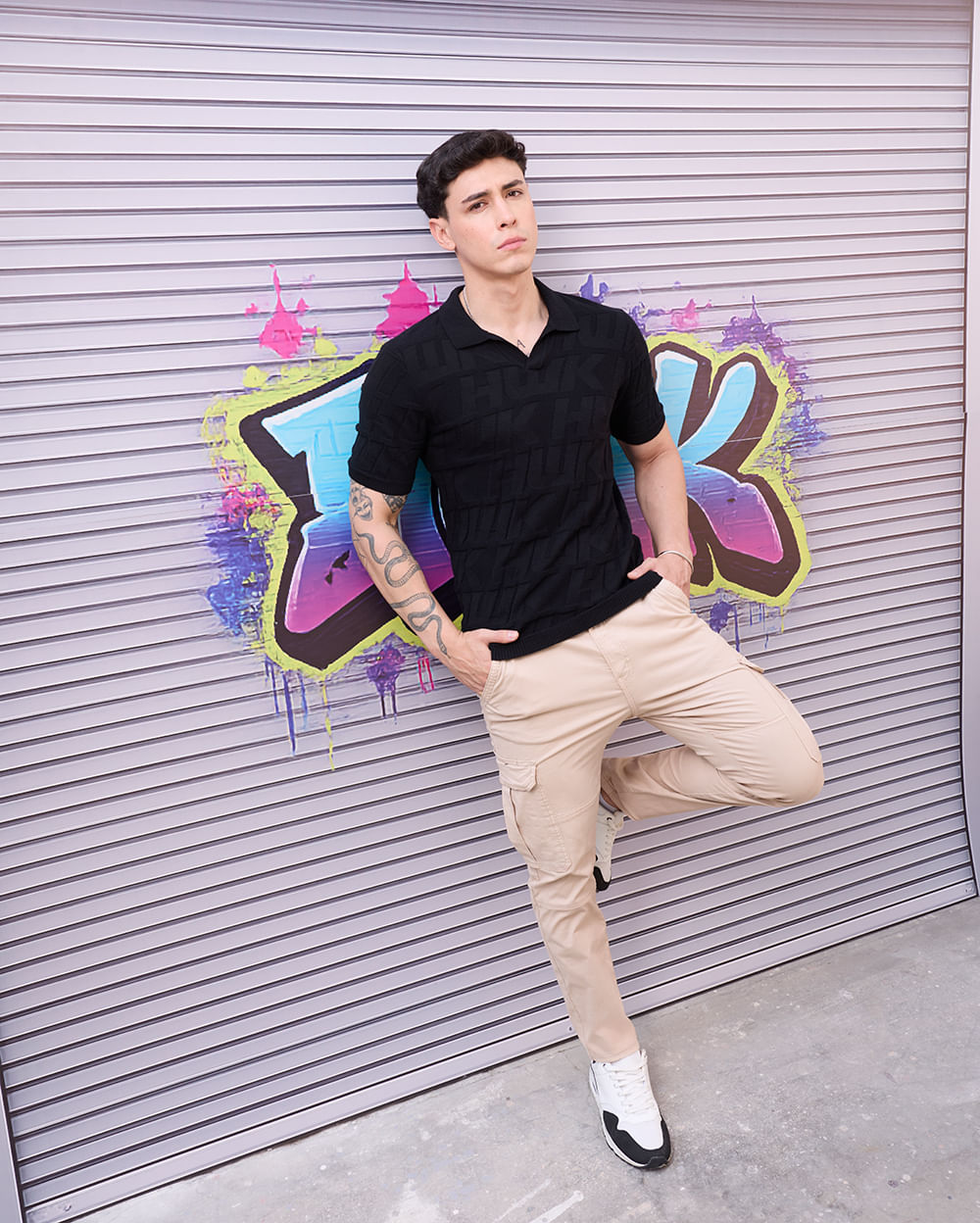 Polo-Cuello-Camisa-Hombre-Leonard-Negro-M