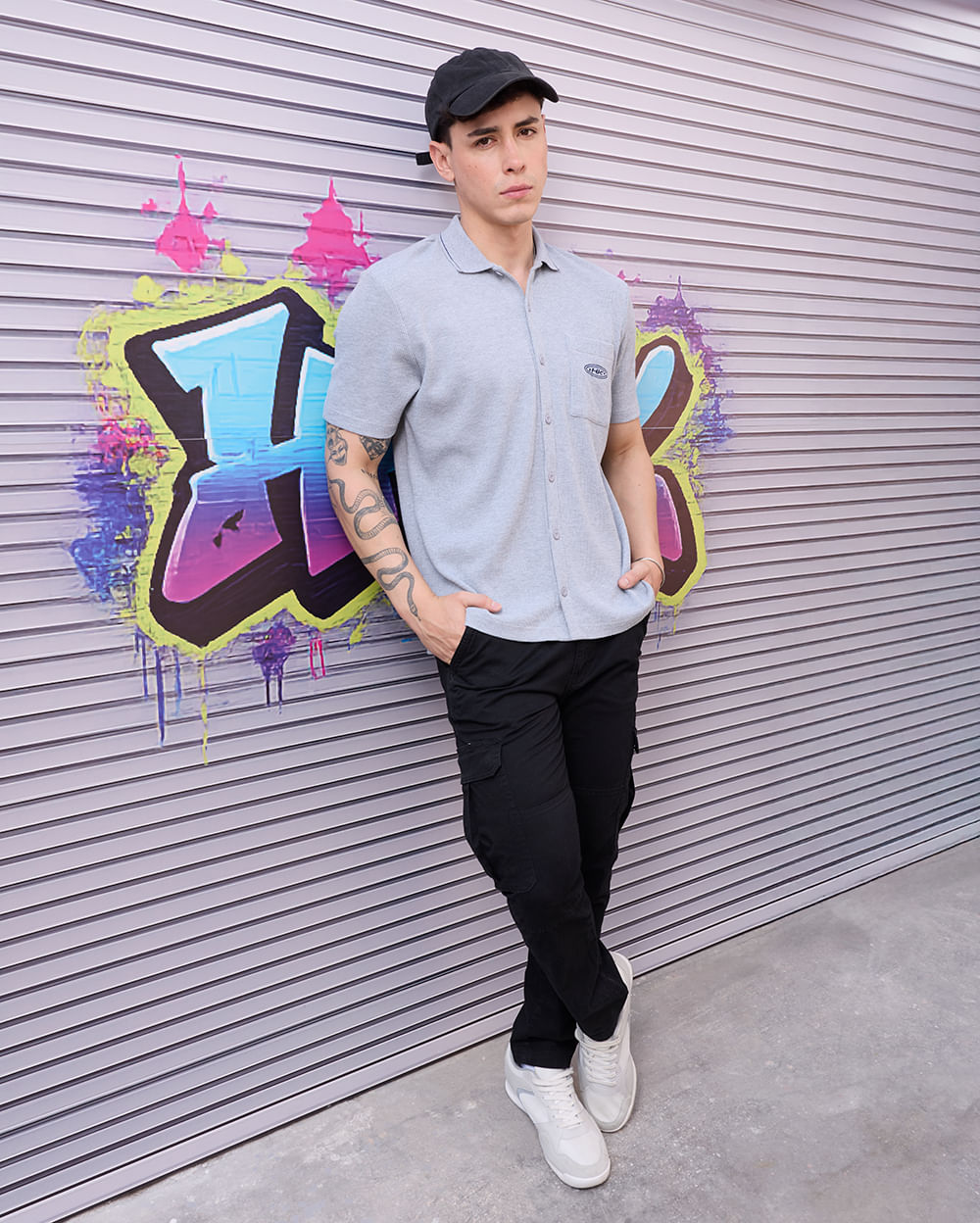 Camisa-Hombre-Neci-Gris-Melange-M