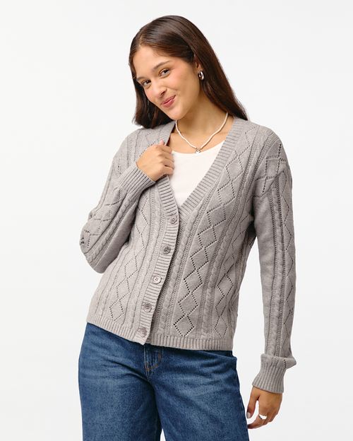 Chompa Mujer Cilia Grey Fit Poly Htr