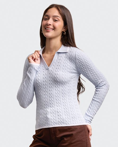 Chompa Mujer Cona Celeste Agua