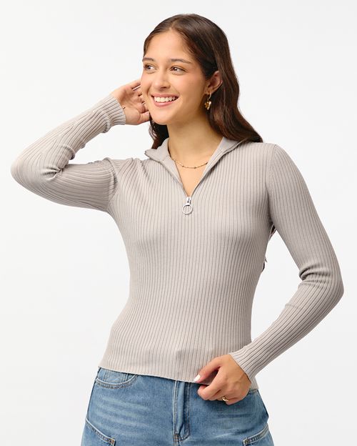 Chompa Mujer Cande Grey Fit Poly Htr