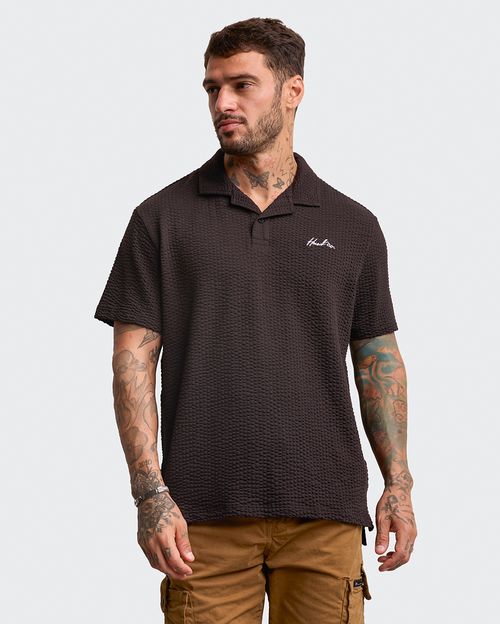 Polo Cuello Camisa Hombre Hioga Negro