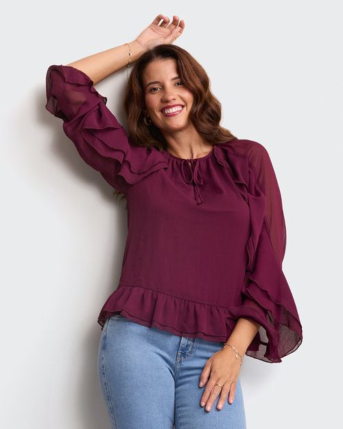 Blusa Mujer Beneida Borgoña
