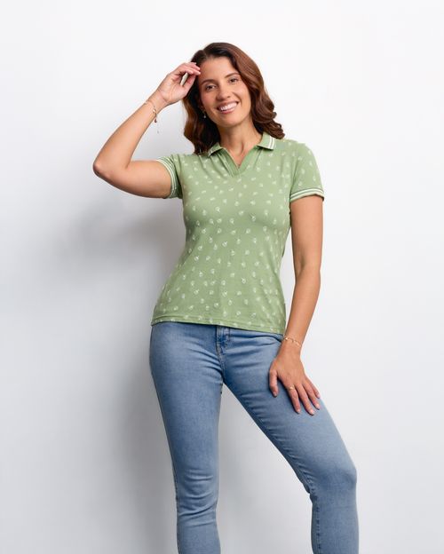 Polo Cuello Camisa Mujer Leah4 Verde Pad
