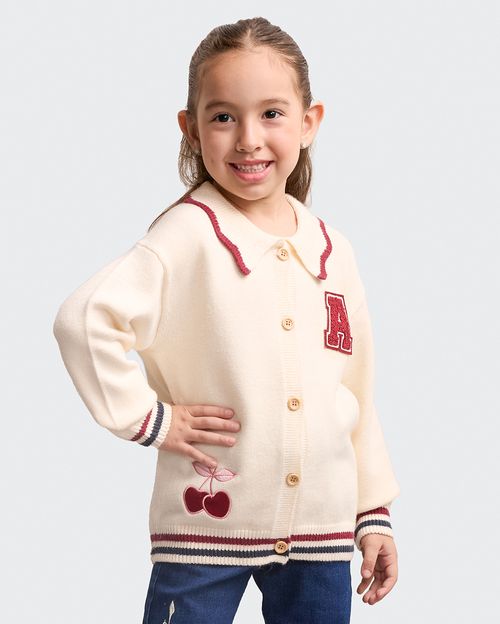 Chompa Niña Carla Crema Pastel