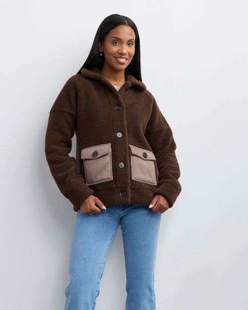 Casaca Mujer Lana Marron