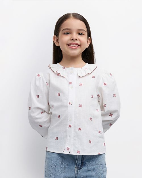 Blusa Niña Flora Blanco
