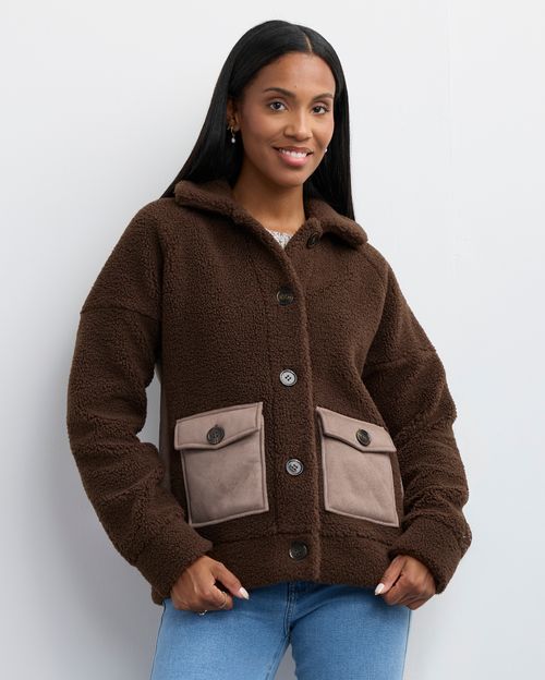 Casaca Mujer Lana Marron