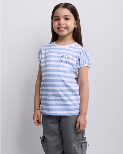 Polo Niña Ariana Blanco/celeste