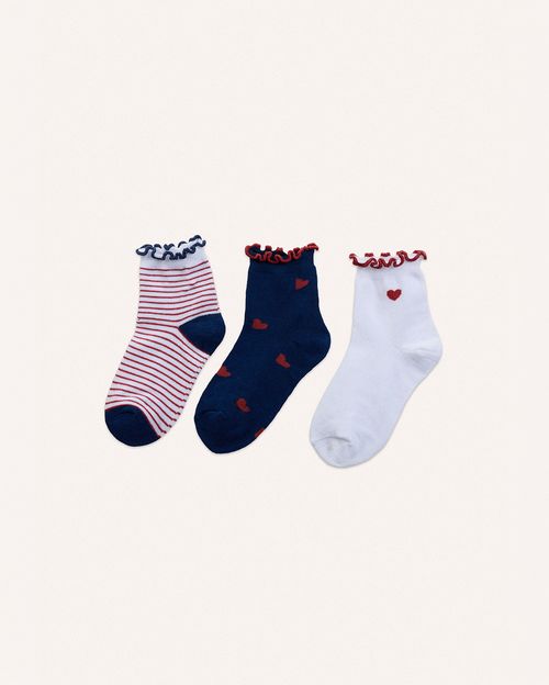 Calcetines Pack X3 Niña Mora Coco/rojo/azul