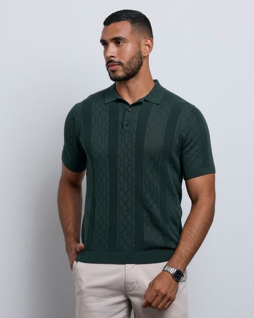 Polo Cuello Camisa Hombre Sandro Verde Botella