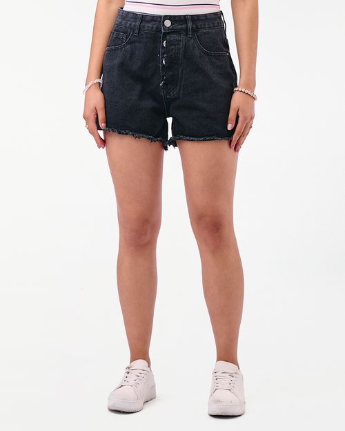 Short Mujer Black Denim