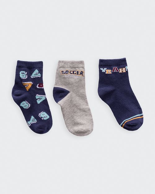 Calcetines Pack X3 Niño Mariano Azul/Melange/Azul