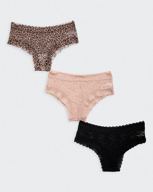 Trusas Pack X3 Mujer Jazmin Negro/Coco/Beige