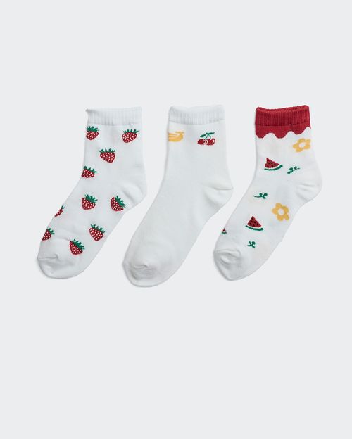 Calcetines Pack x 3 Unidades Niña Mora Coco/Rojo/Coco