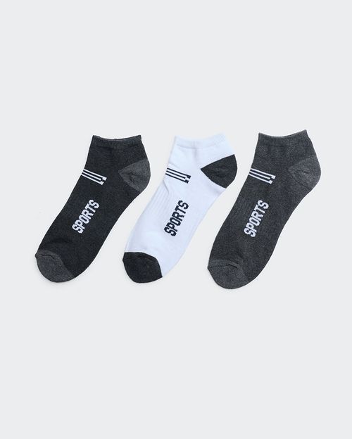 Calcetines Pack x 3 Hombre Franco Gris/Blanco/Negro