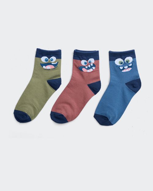 Calcetines Pack x 3 Niño Mariano Celeste/Lacre/Verde