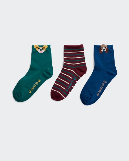 Calcetines Pack x 3 Unidades Niño Mariano Azul/Verde/Bordo