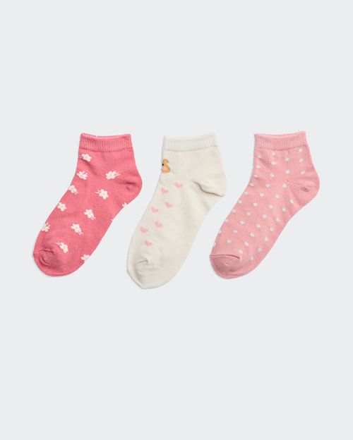 Calcetines Pack x 3 Niña Nini Beige/Rosa/Rosa Bebe