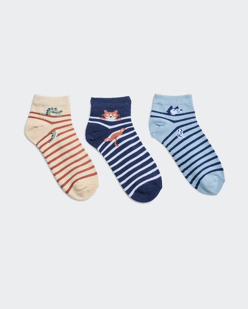 Calcetines Pack x 3 Niño Milcar Celeste Gris/Azul/Beige