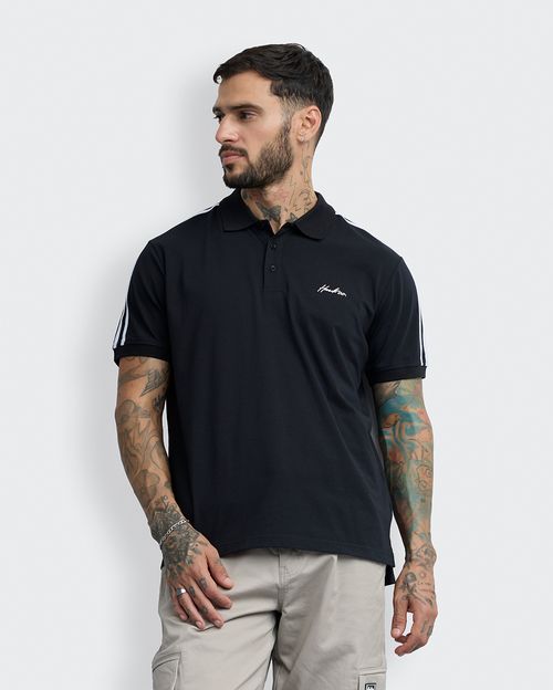 Polo Cuello Camisa Hombre Dasso Negro