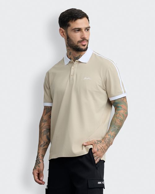 Polo Cuello Camisa Hombre Dasso Beige Camello