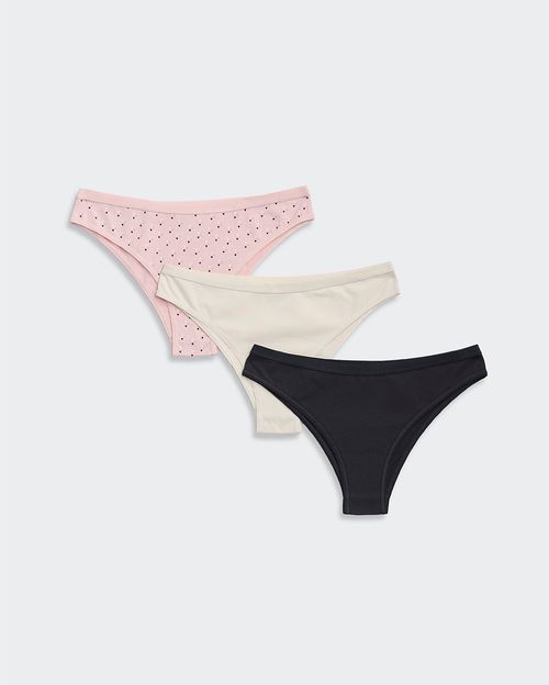 Trusa Pack x 3 Mujer Xenia Beige/Rosa Pastel/Negro