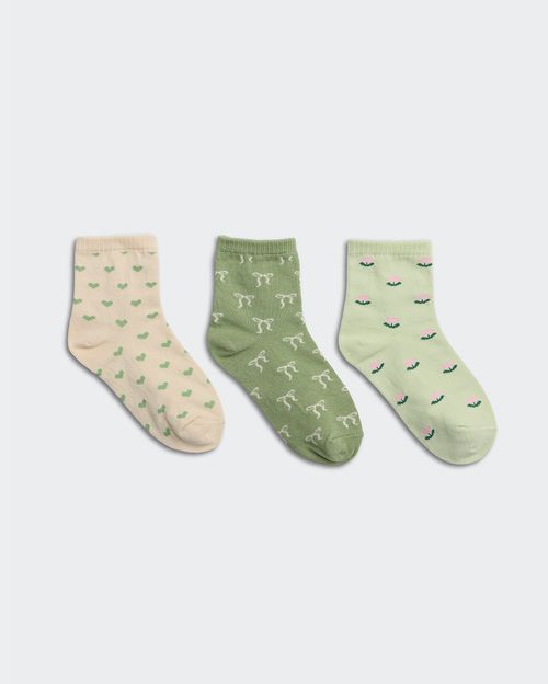 Calcetines Pack x 3 Niña Mora Verde/Beige/Verde Pistacho