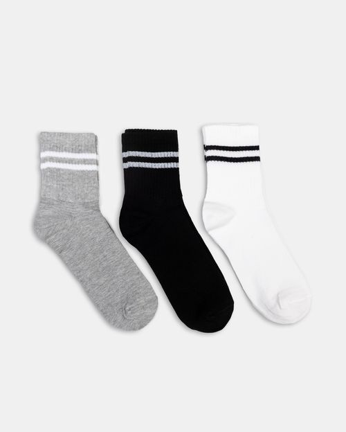 Calcetines Pack x3 Mujer Belinda Melange/Negro/Blanco