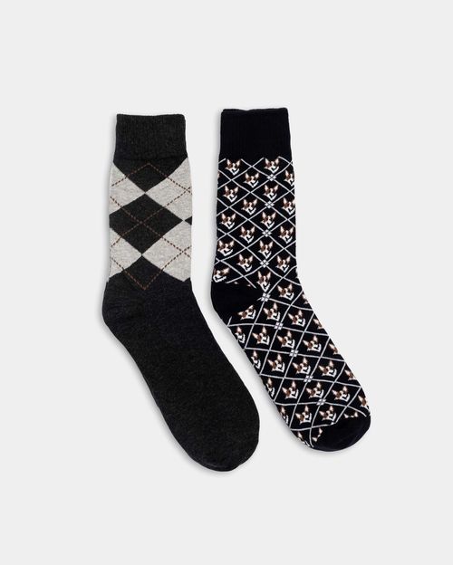 Calcetines Pack x2 Hombre Formal Negro/Azul