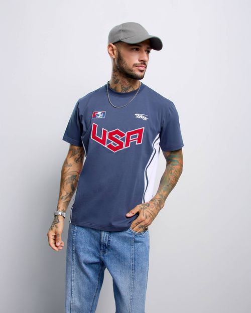 Polo Hombre Usa Azul Pacifico