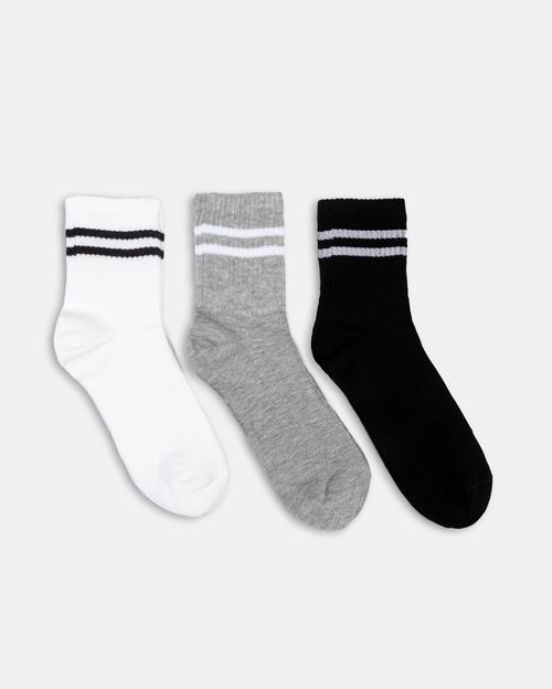 Calcetines Pack x3 Mujer Belinda Melange/Negro New/Blanco