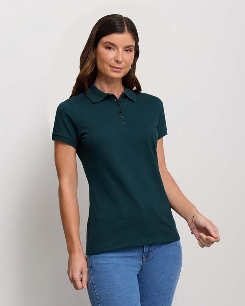 Polo Cuello Camisa Mujer Raquel Core Verde Botella
